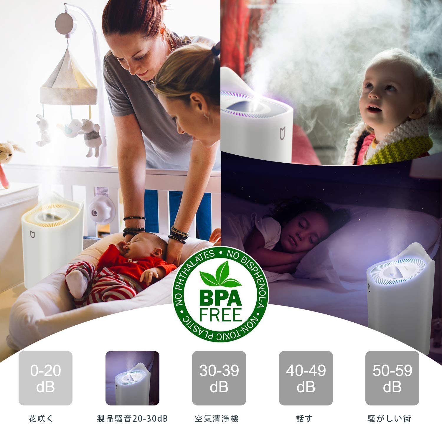 加湿器 65L 次亜塩素酸水対応 超音波式 卓上 加湿量最大300mlh