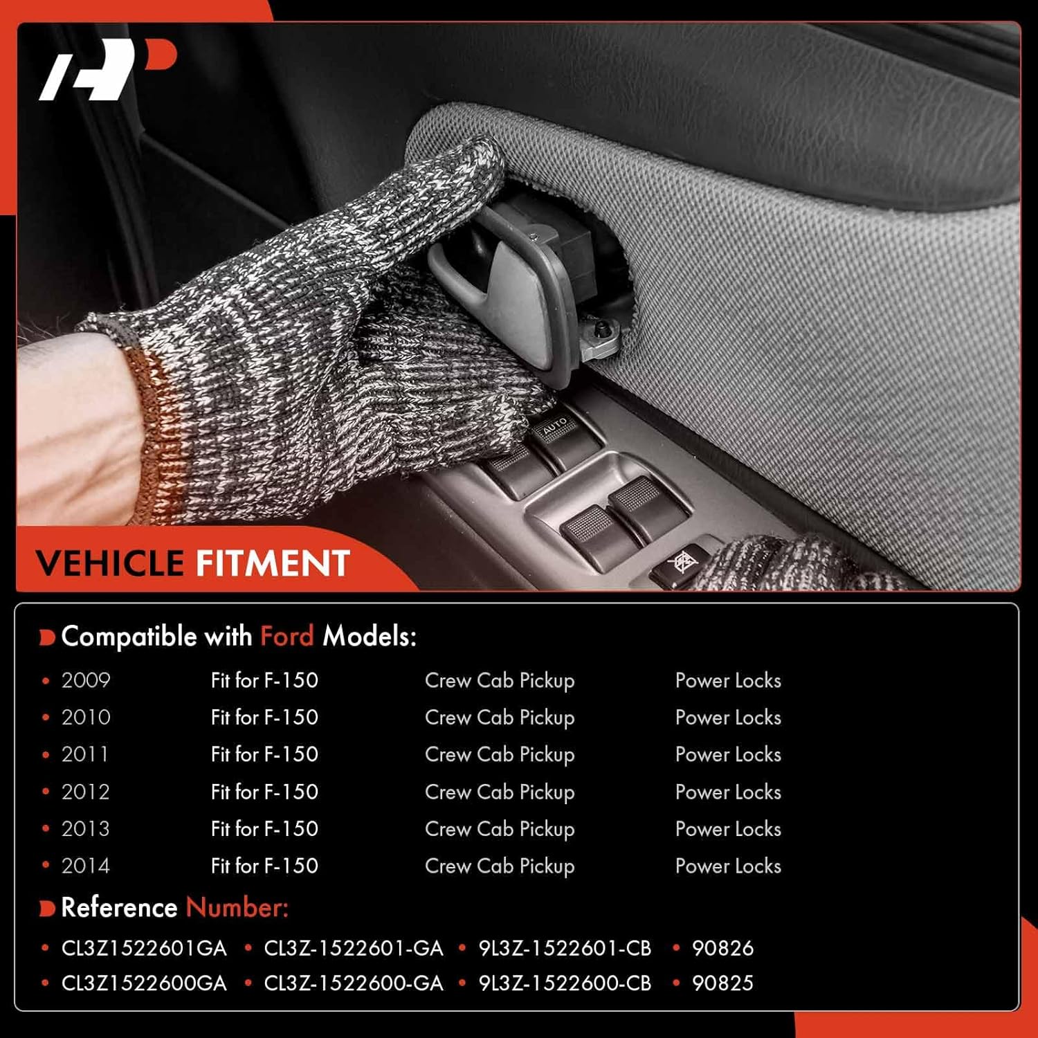 A-Premium Inside Interior Door Handles Compatible with Ford F-150 2009-2014 Crew Cab Pickup, Chrome Lever, 4-PC Set, Front and Rear Driver and Passenger Side