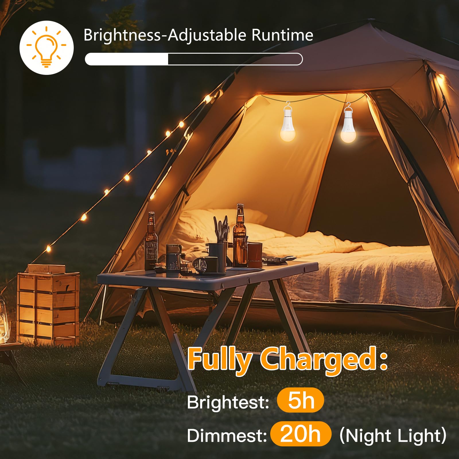 Ampoule Rechargeable USB-C Avec Télécommande - Ampoule E27 Dimmable 3 Couleurs - 7W Touch Control Ampoules avec Fonction de Timing - D'urgence pour Camping, Randonnée, 4 Pack