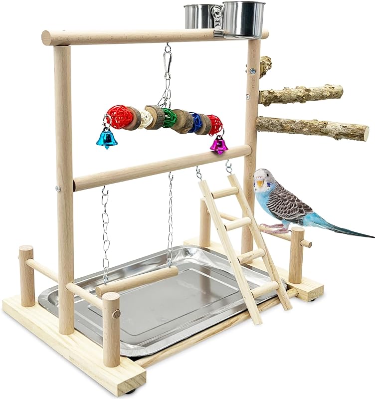 Playground para Aves kathson com Poleiros, Escada, Balanço, Brinquedos e Comedouros