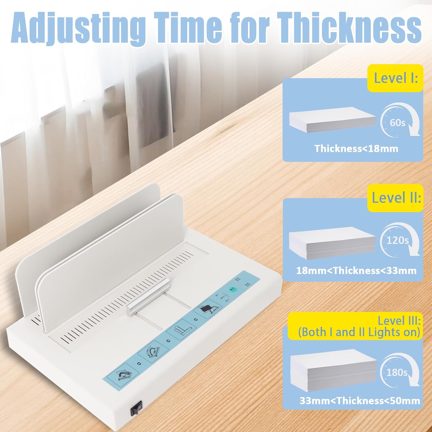 Thermal Binding Machine 500 Sheets Capacity Book Binding Material 110V Binding Machine A3(Short Edge)/A4/A5 Document Heat Binder with 10Pcs Covers (White)