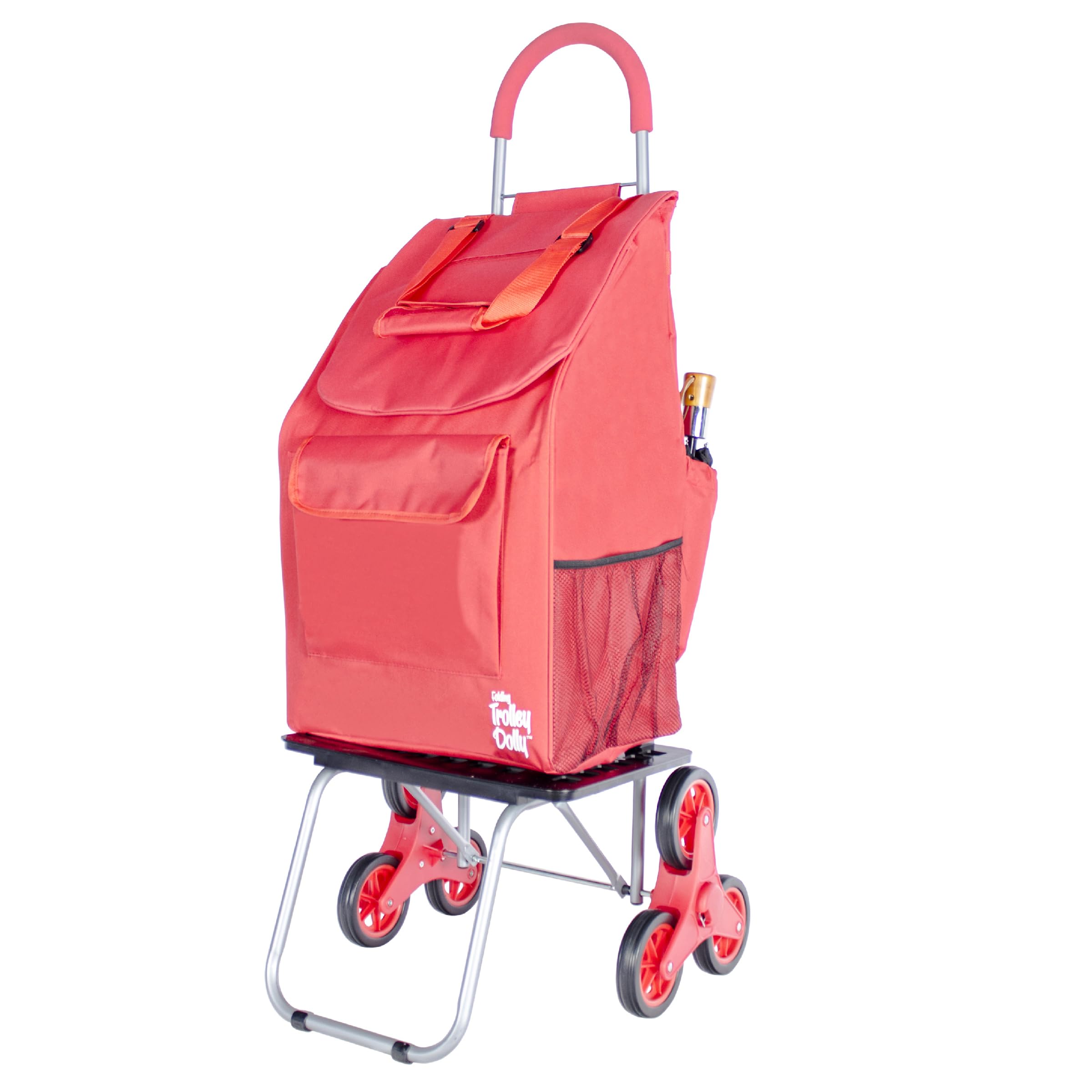 dbest products Stair Climber Bigger Trolley Dolly Shopping Cart, Red Shopping Grocery Foldable Cart Condo Apartment