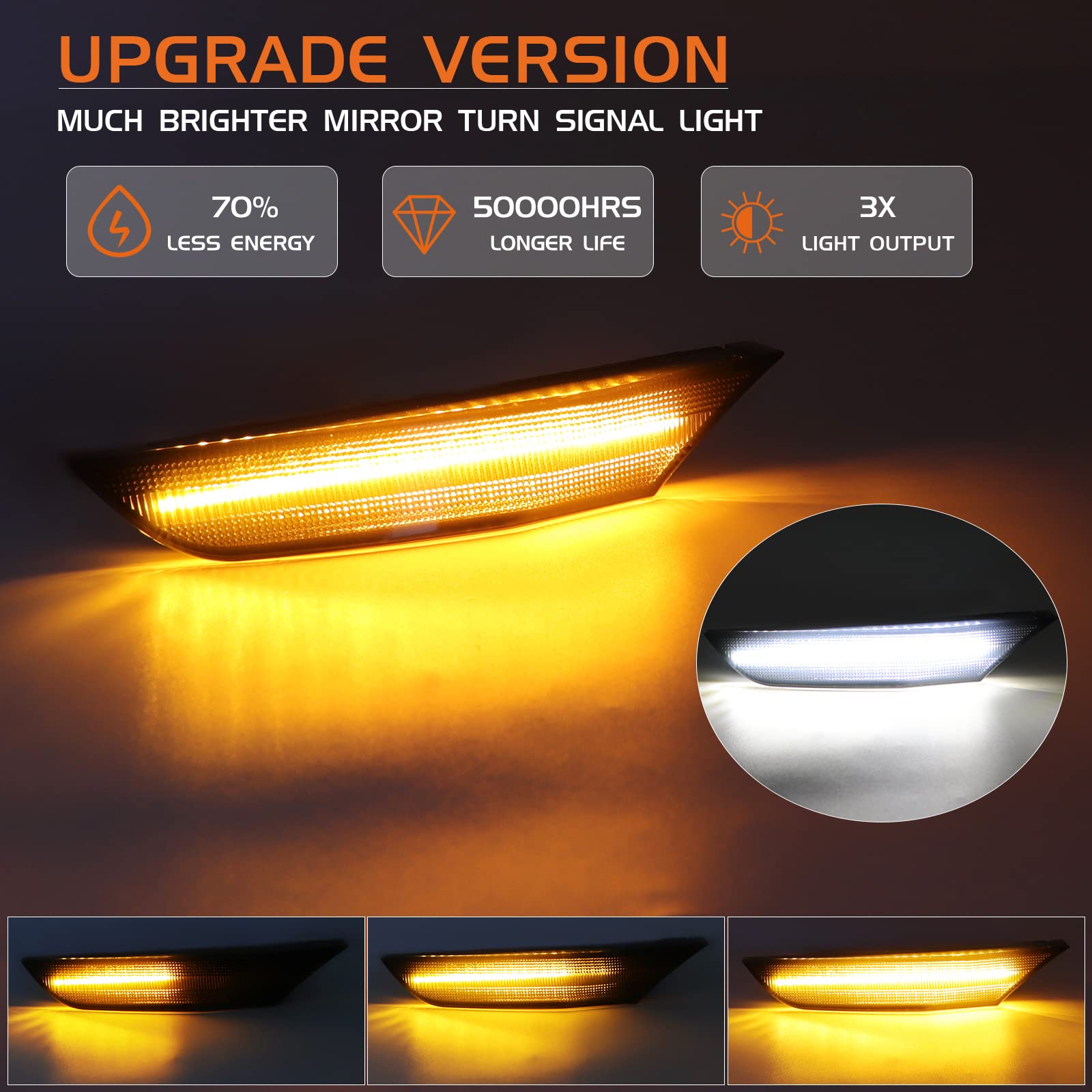 Switchback Ámbar Blanco LED Luces de posición laterales para Infiniti G35 Base X Sport Journey Lente ahumada Parachoques delantero Secuencial Ámbar Intermitentes Blanco Luz de posición