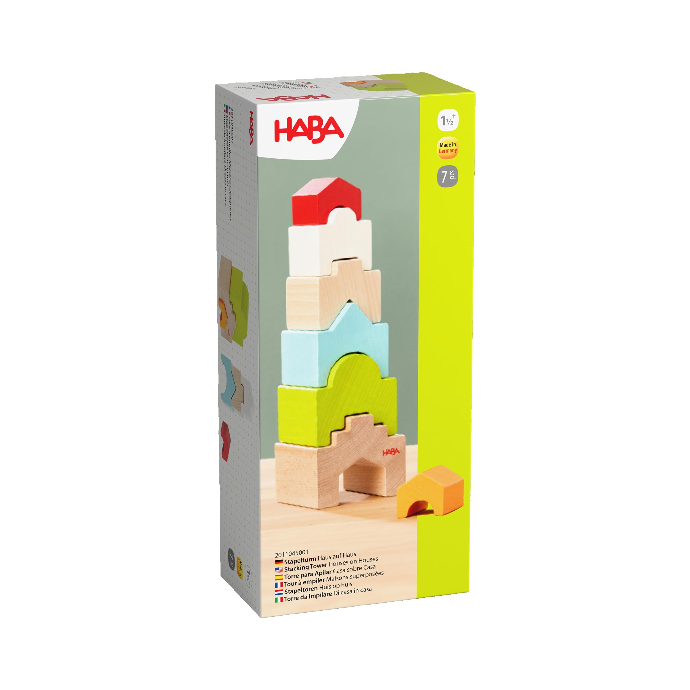HABA Stapelturm – Haus auf Haus, bunte Stapelsteine aus Buche
