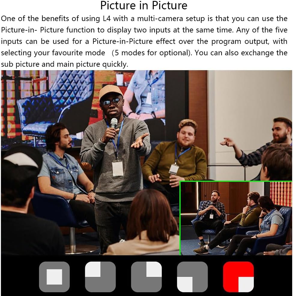 FEELWORLD L4 Multi-camera 5 chanel HD Video Mixer Switcher 10.1 inch Touch Screen 4 HDMI one SDI Input USB3.0 Output Fast Streaming in Diverse Way