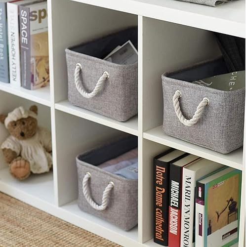 Miniatura 2 de Cesta de organización y almacenamiento para organizar, paquete de 4 contenedores plegables grandes de 16 x 12 x 8 pulgadas para estantes, cubos de