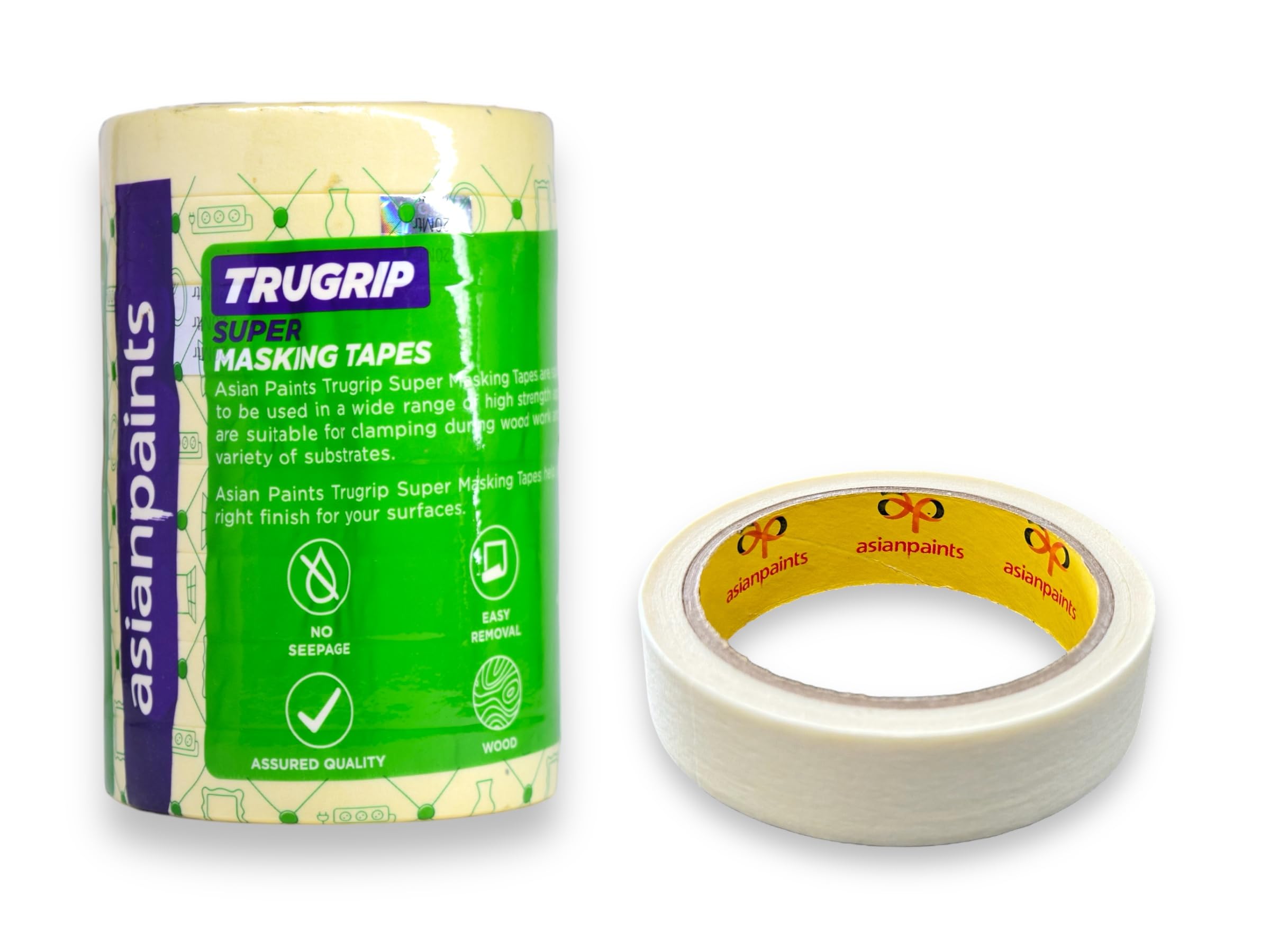 Asian Paints Trugrip Super Masking Tape 20 Meters in Length 1 Roll - Easy tear Tape, Ideal For Painting,Carpentry,Labeling With Residue Free Peel (1 Inch (2.4cms X 20M)) (B0CZYRWZCS) Amazon Price History, Amazon Price Tracker