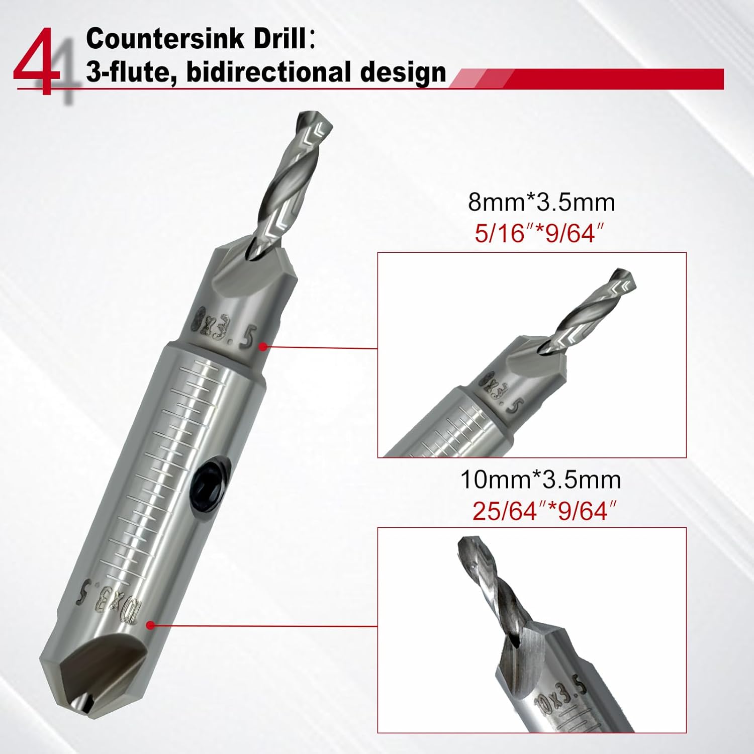 Counterhead Drill Bit Set, 10 Piece Countersink Drill Bit Set for Wood with 90°Chamfer and Screwdriver Head PH2, 1/4" Hex Shank Quick Change for Woodworking with Storage Box.