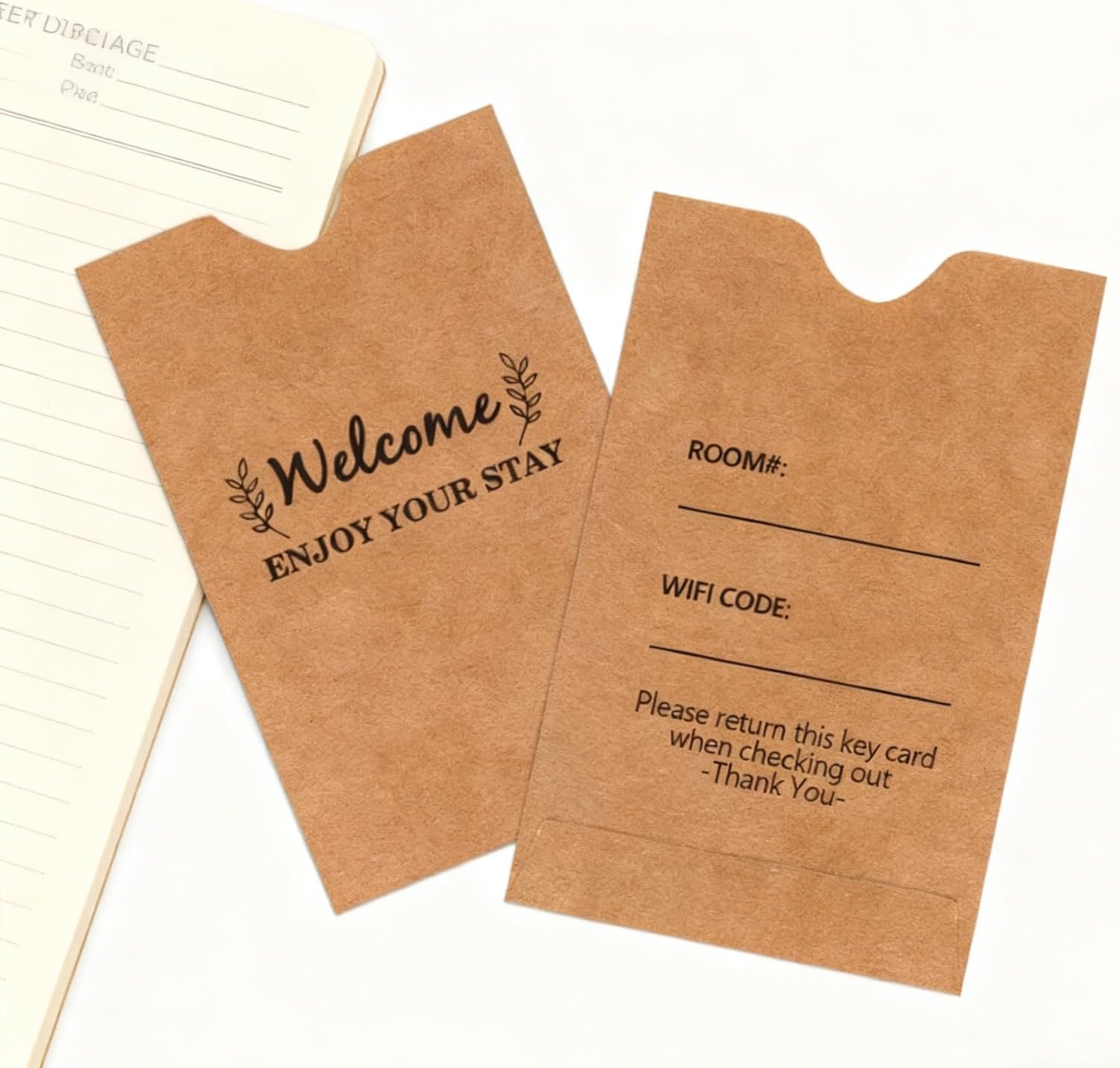 Custodia per chiavi da hotel in carta kraft, buste per tessere chiave dell'hotel di benvenuto, buste per tessere chiave dell'hotel, protezioni per carte di credito, copertine per carte regalo, goditi