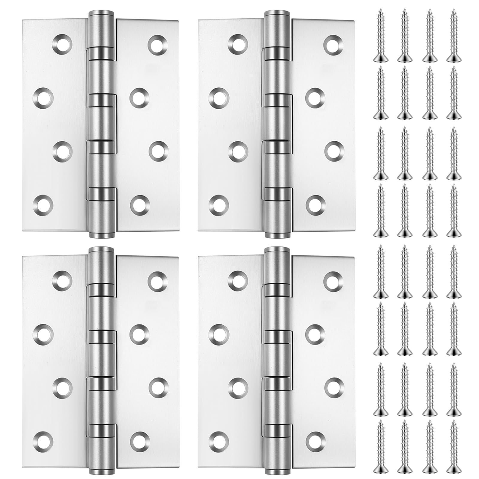 4 Stk Scharniere Klappbar,Schwerlastscharnier Edelstahl Scharniere,Türscharnier Schwerlast Scharnierband,Heavy Duty Hinges,Kugellager Türscharniere für Holztüren Gartentor Außen Innen(100x73x2 mm)