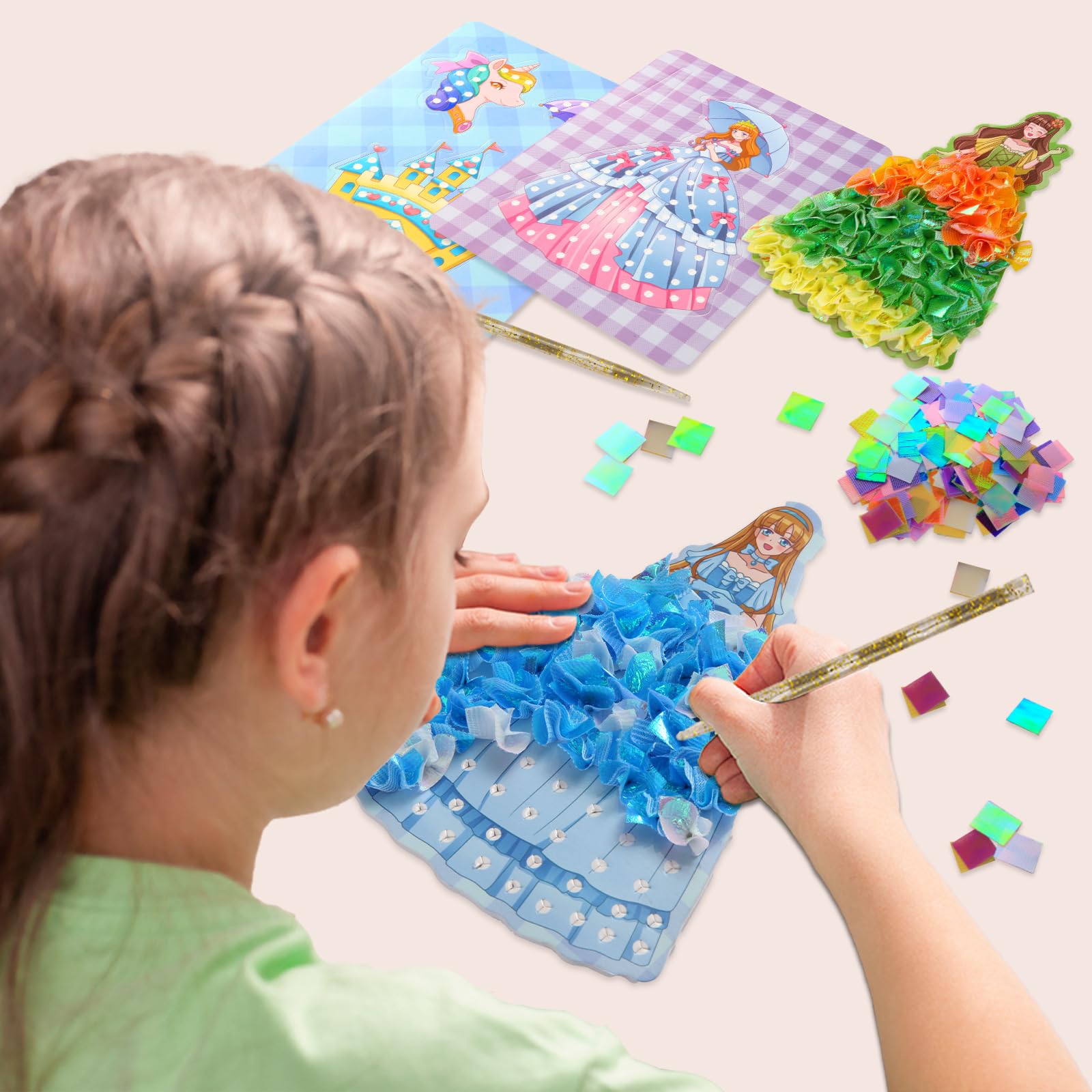 Yrinfay Poke Art DIY 8 magicznych księżniczek i 6 akcesoriów - zestaw do majsterkowania dla księżniczek, zabawka dla dziewczynek 6, 7, 8, prezent dla dziewcząt, chłopców, 9, 10, 11, 12 lat