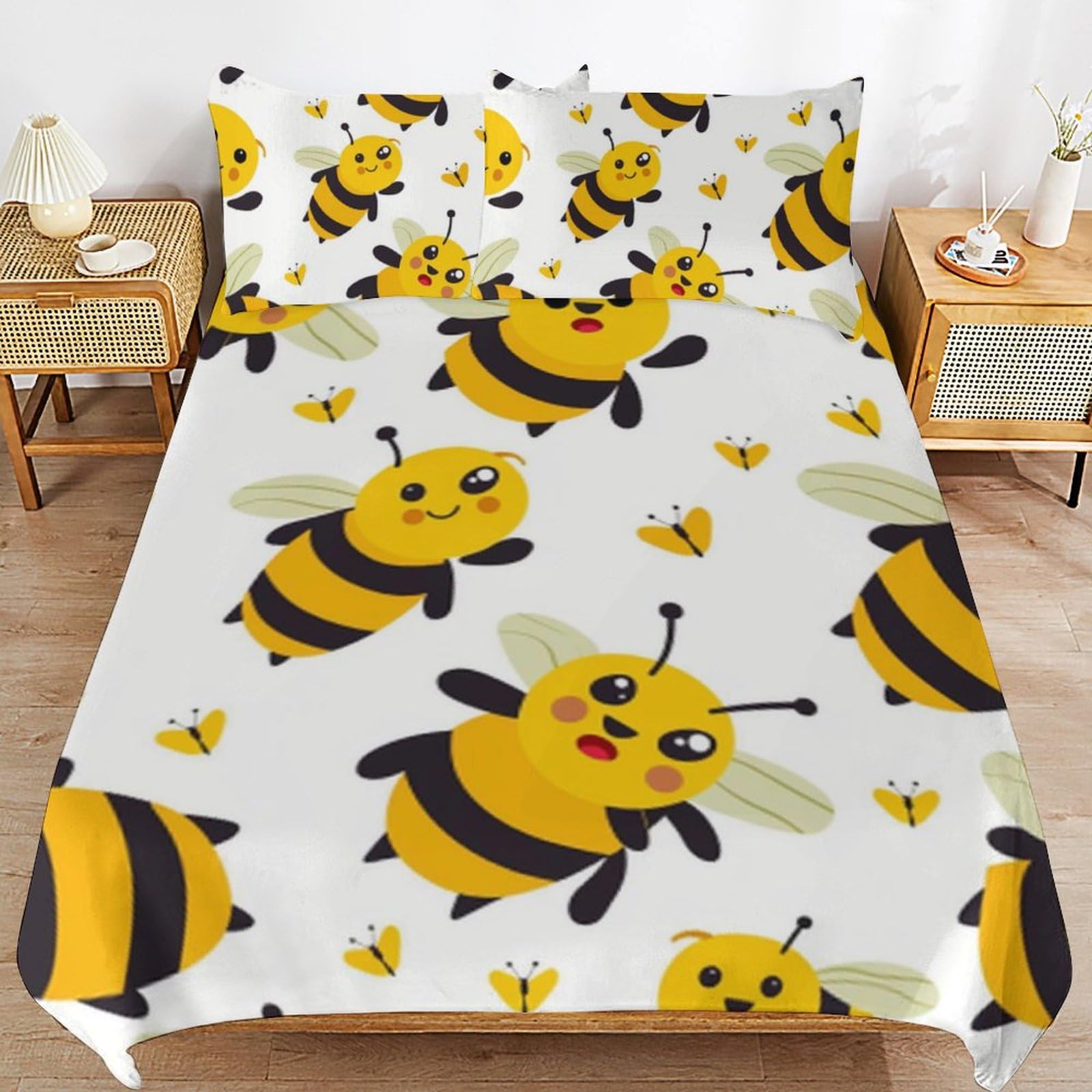 Parure de lit enfant rose avec motif animal en microfibre douce et ses taies d'oreiller zippées