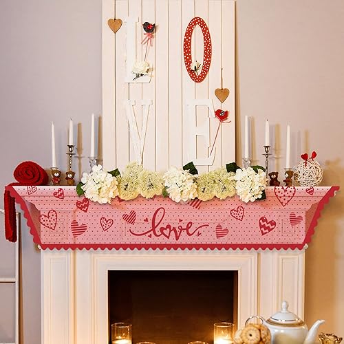 Miniatura 2 de Tatuo Bufanda para el día de San Valentín, mantel de encaje con corazón rojo para el día de San Valentín, boda, aniversario, sala de estar y