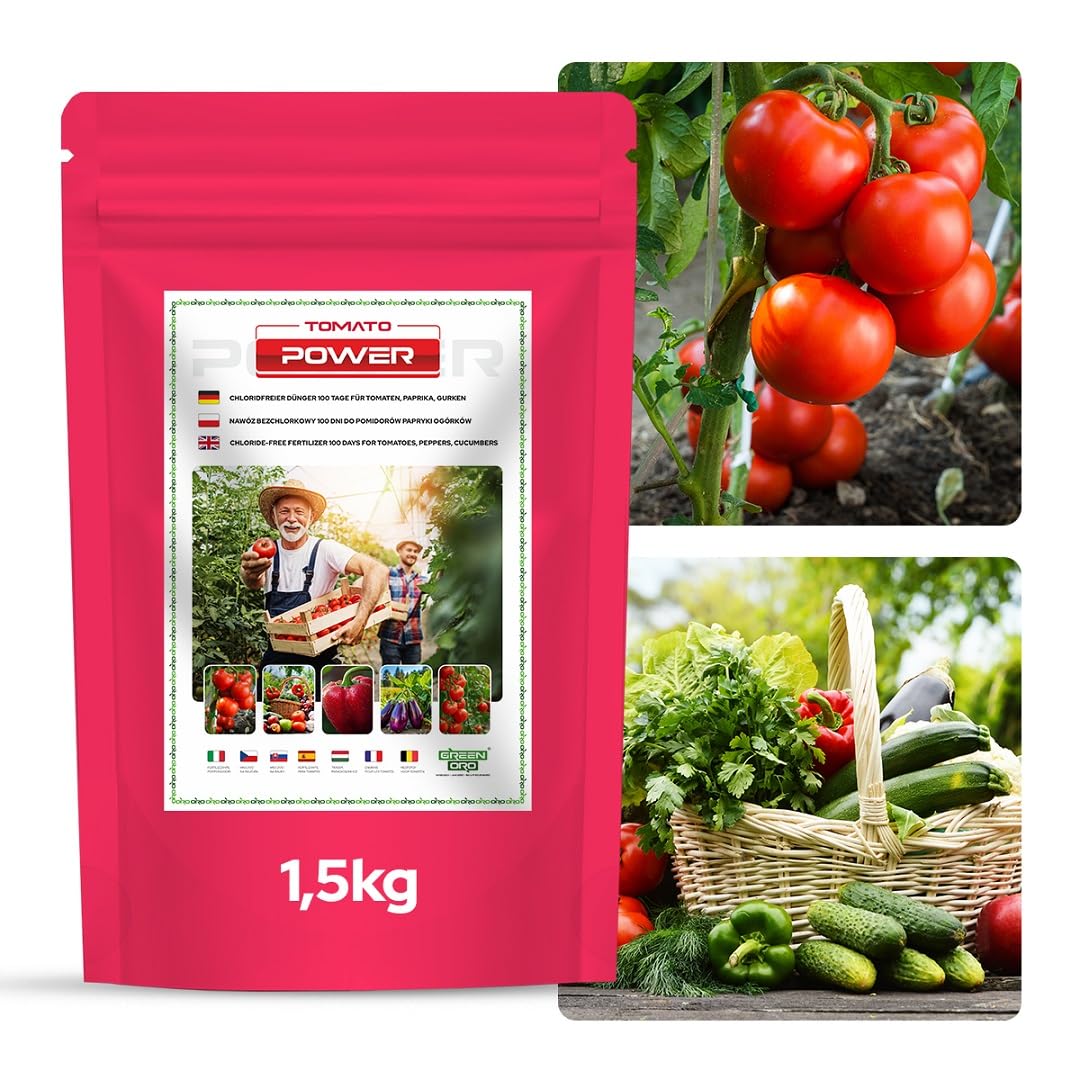 TOMATO POWER 1,5 KG – Specjalistyczny nawóż do pomidorów, papryki, cukinii, bakłażanów, ziemniaków, ogórków i dyni – Długotrwałe działanie do 100 dni