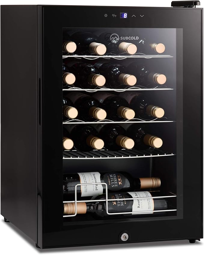 Subcold Viva20 LED TableTop Wine Fridge Black 318°C 20 Bottle Capacity 57L CounterTop