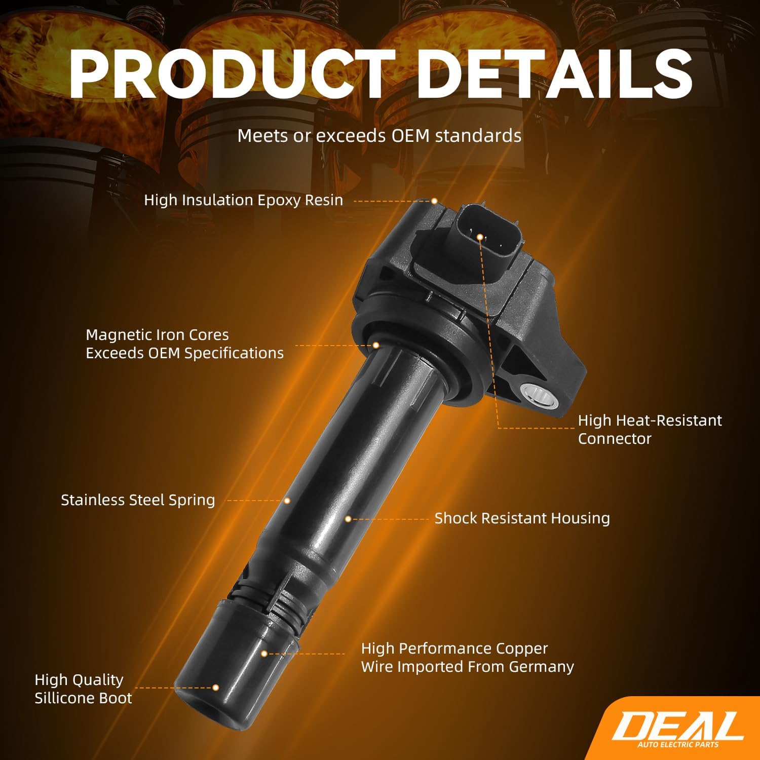 DEAL Ignition Coil Pack, Compatible with 2006-2011 Honda Civic 1.8L L4, Replace UF582 C1580 5C1637, Set of 4
