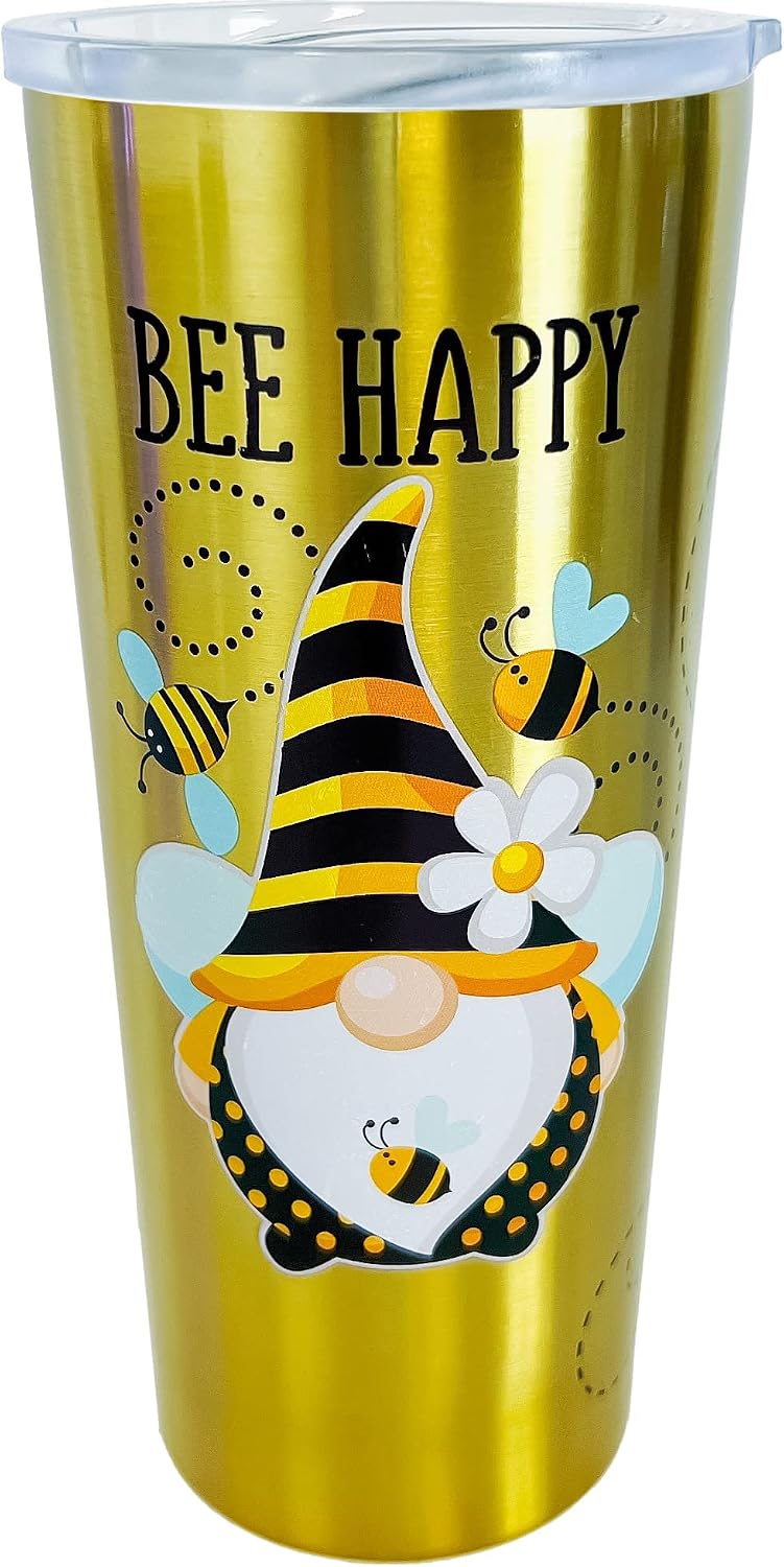 Spoontiques Stainless Travel Mug, 22oz - Insulated Drink Cup with Lid & Sliding Lock, for Hot & Cold Beverages - Elvis