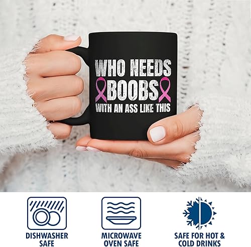 Miniatura 3 de Who Needs Boobs With An Ass Like This Mastectomy Taza de café negra de 11 oz