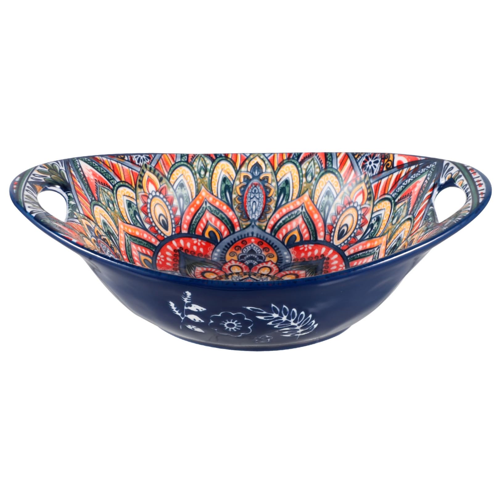 Saladier en céramique bleu 23 cm iplusmile à double anse
