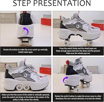 Roller Skates Shoes with Wheels for Girls Trainers with Wheels Boys Roller Shoes for Folding LED Roller Skates for Kids Shoes Roller Women