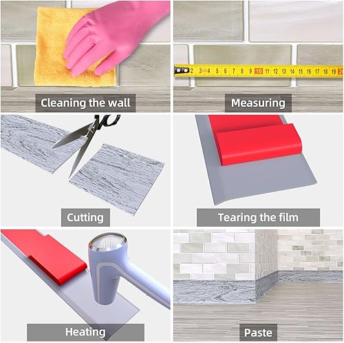 Miniatura 4 de Jaspond Moldura flexible para zócalo, 4 pulgadas de ancho x 20 pies de largo, base de pared de vinilo autoadhesivo, base de pared de goma para