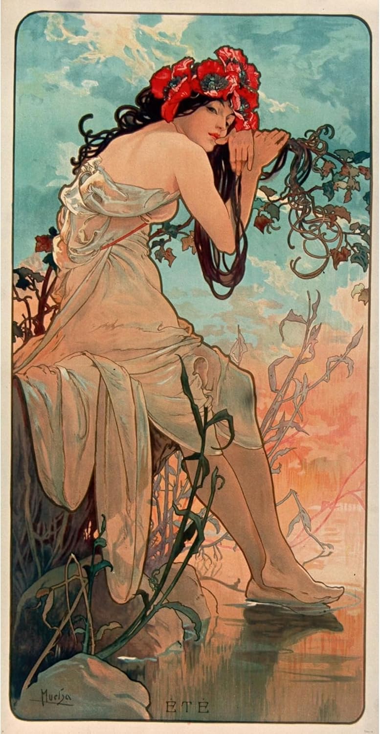 ArtDirect The Seasons – Summer (1896) Unframed Art Print Giclee Poster by Alphonse Mucha - Ready for Framing with Customization Sizes 5x10, 7x14, 10x20, 19x36, 25x48 and 31x60 inches