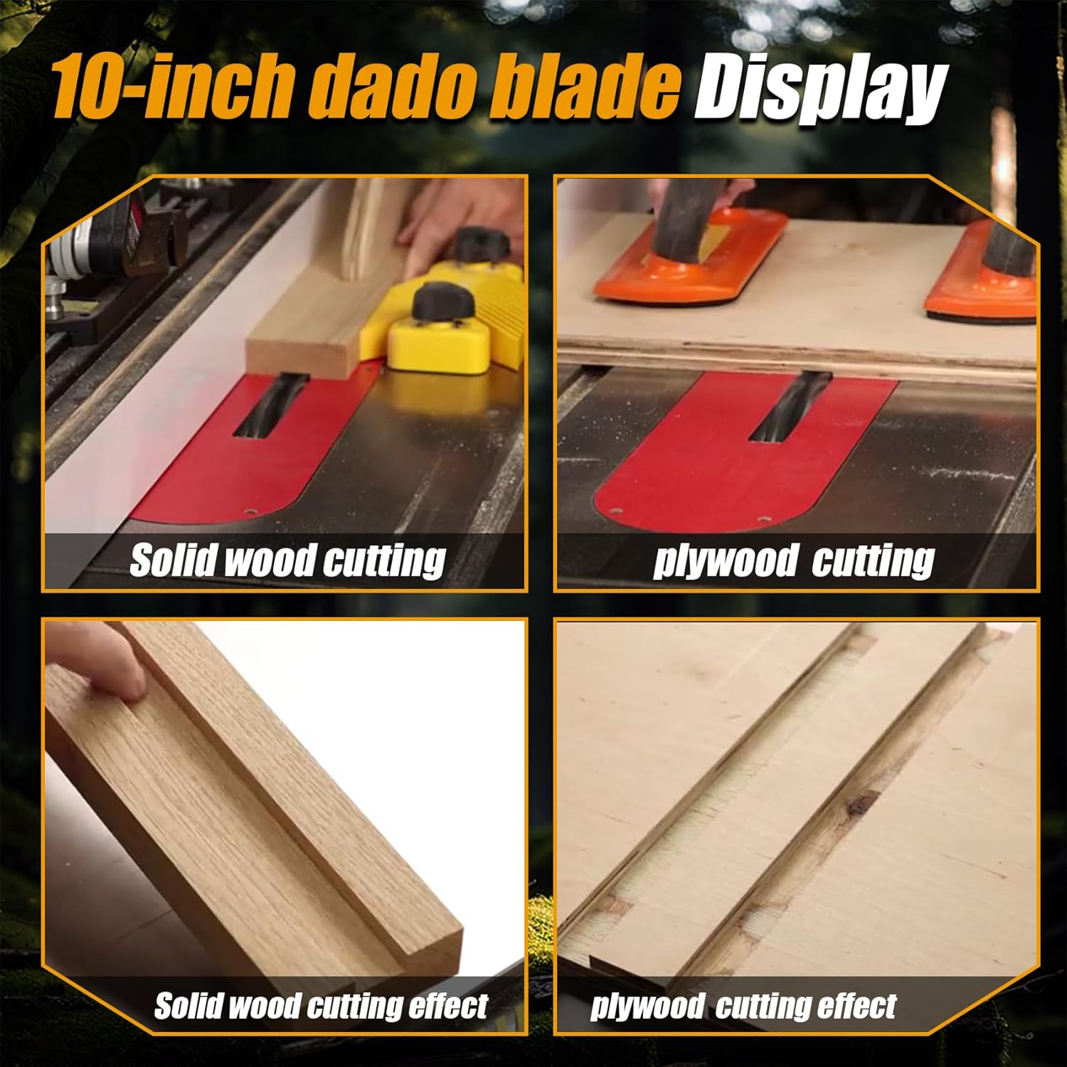 10" Stacking Dado Blade Set 24-Tooth,Dado Blades for 10 Inch Table Saw,Compatible with 10 Inch Table Saw,Dado Stack for Fine Finished Dados, Grooves, and Rabbets,Ranging From 1/4'' to 13/16''14 Pieces