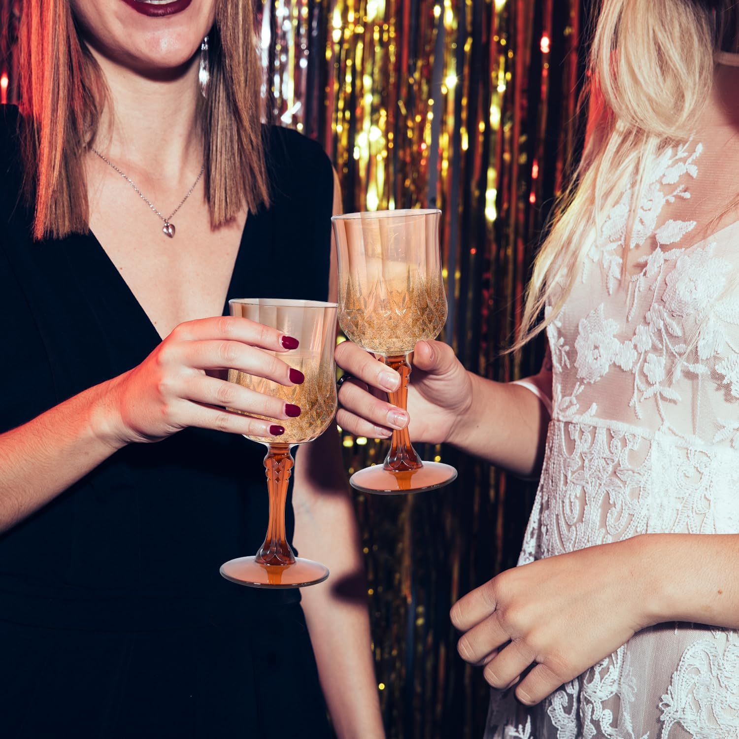 24 Pcs Plastic Rose Gold Stemmed Wine Glasses, 7oz, Unbreakable, BPA-free, Dishwasher Safe, Perfect for Weddings, Parties, and Everyday Use - Image 6