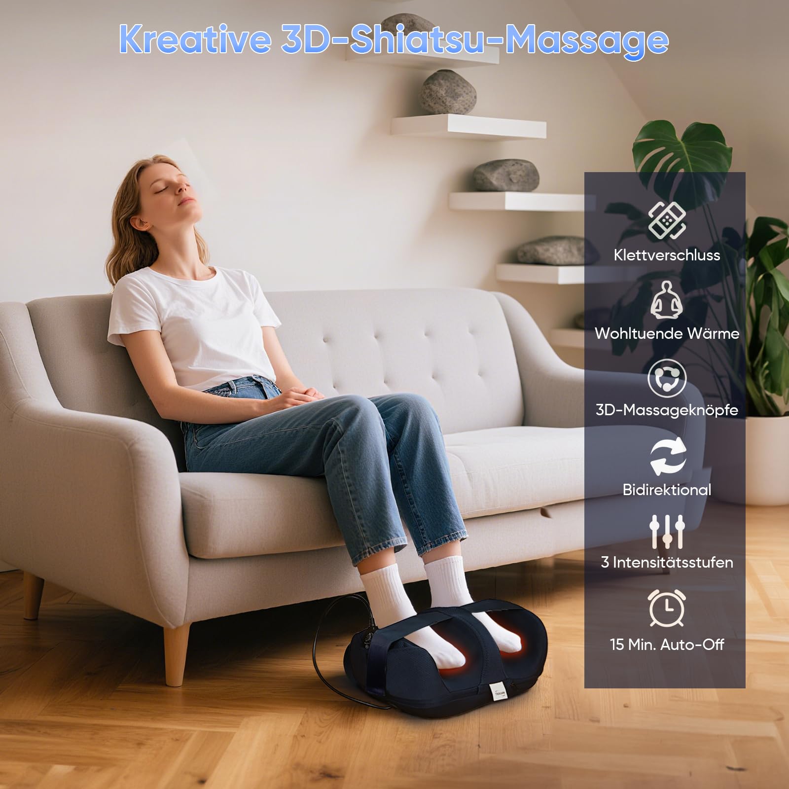 TISSCARE 4-in-1 Shiatsu Fußmassagegerät mit Wärme & Fernbedienung - Elektrisches Fussmassagegerät zur Schmerzlinderung bei Plantarfasziitis, Durchblutung, Leicht & Tragbar, Geschenk für Eltern