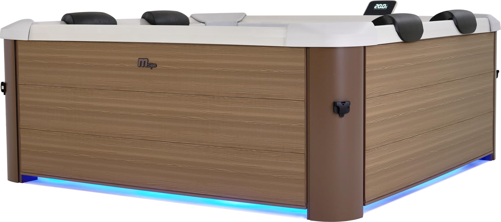 MSPA Whirlpool Oslo Amber – 160 x 160 x 65 cm – Whirlpool Hinchable para 6 Personas con 120 chorros de Masaje, 8 boquillas de hidromasaje, calefacción PTC, luz LED, desinfección de ozono y Cubierta