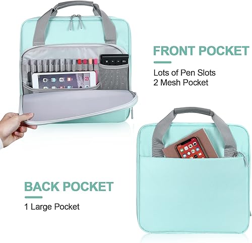 Miniatura 3 de Losong Carpeta con cremallera de 3 anillos de 2 pulgadas con correa para el hombro, capacidad de 500 hojas y múltiples bolsillos para organizador de