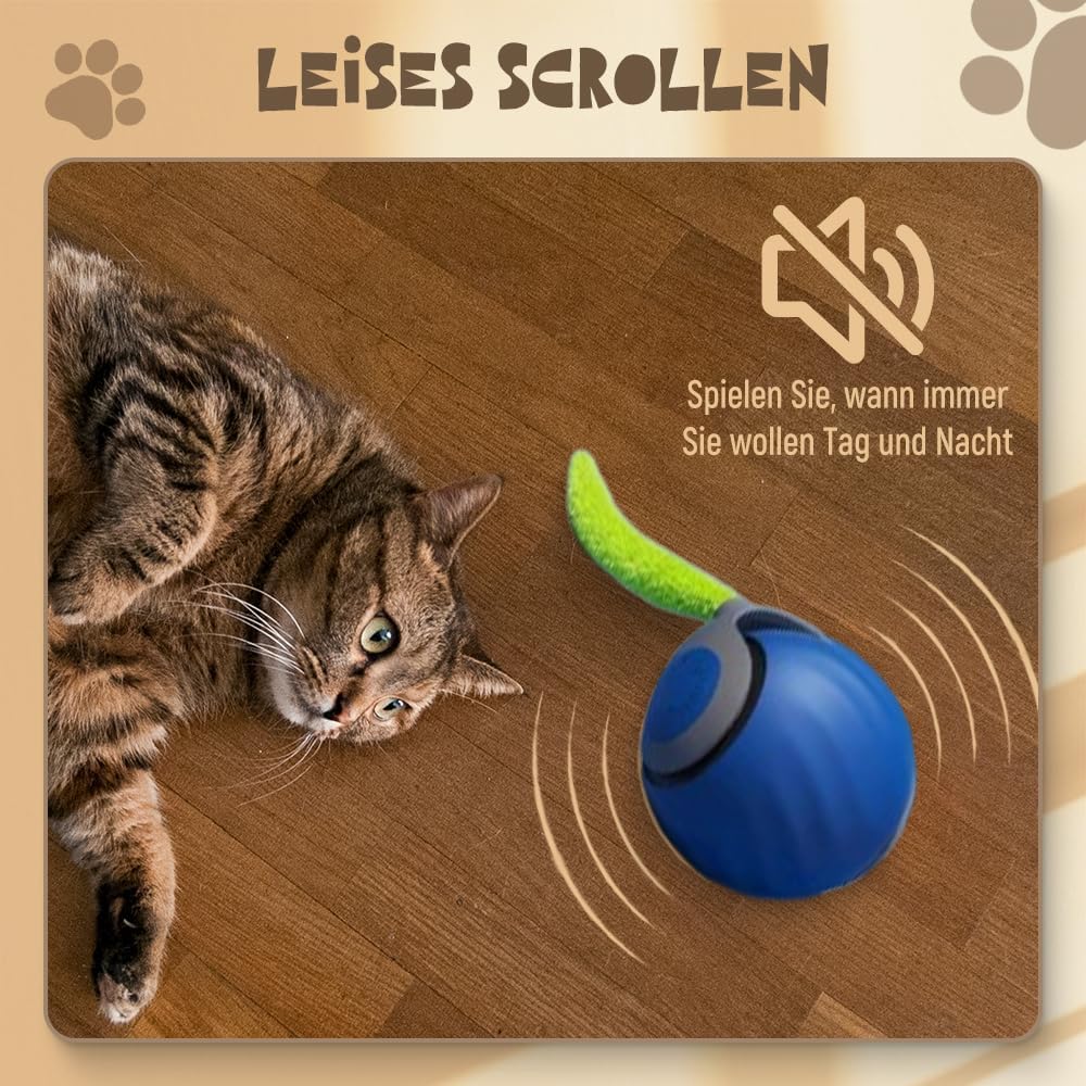 Catnat 2026 Nouveau Jouet Interactif pour Chat, avec Queue en Peluche Jouet pour Chats, Speedy Tail Chat Jouets pour Chien Balle Interactive Chat Chien (Bleu * 1)