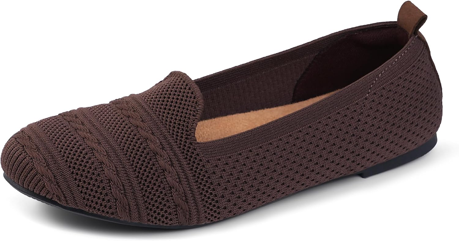 Women's Wide Width Ballet Flat Shoes Washable Knit Flats