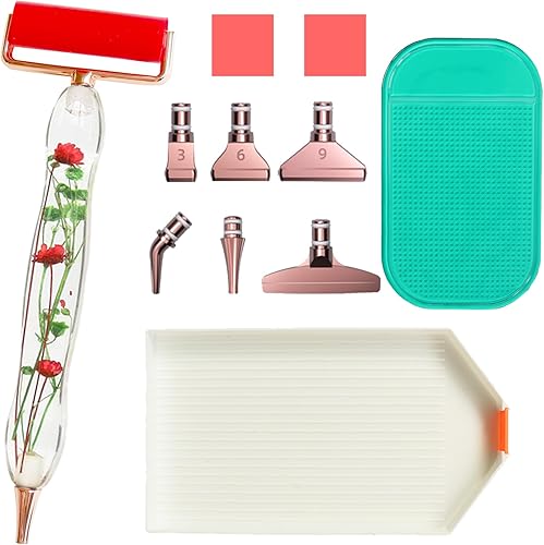 Kawaqiwa Herramientas de accesorios de pintura de diamante, bolígrafo de pintura de diamante, bandejas de clasificación de cuentas, herramienta de