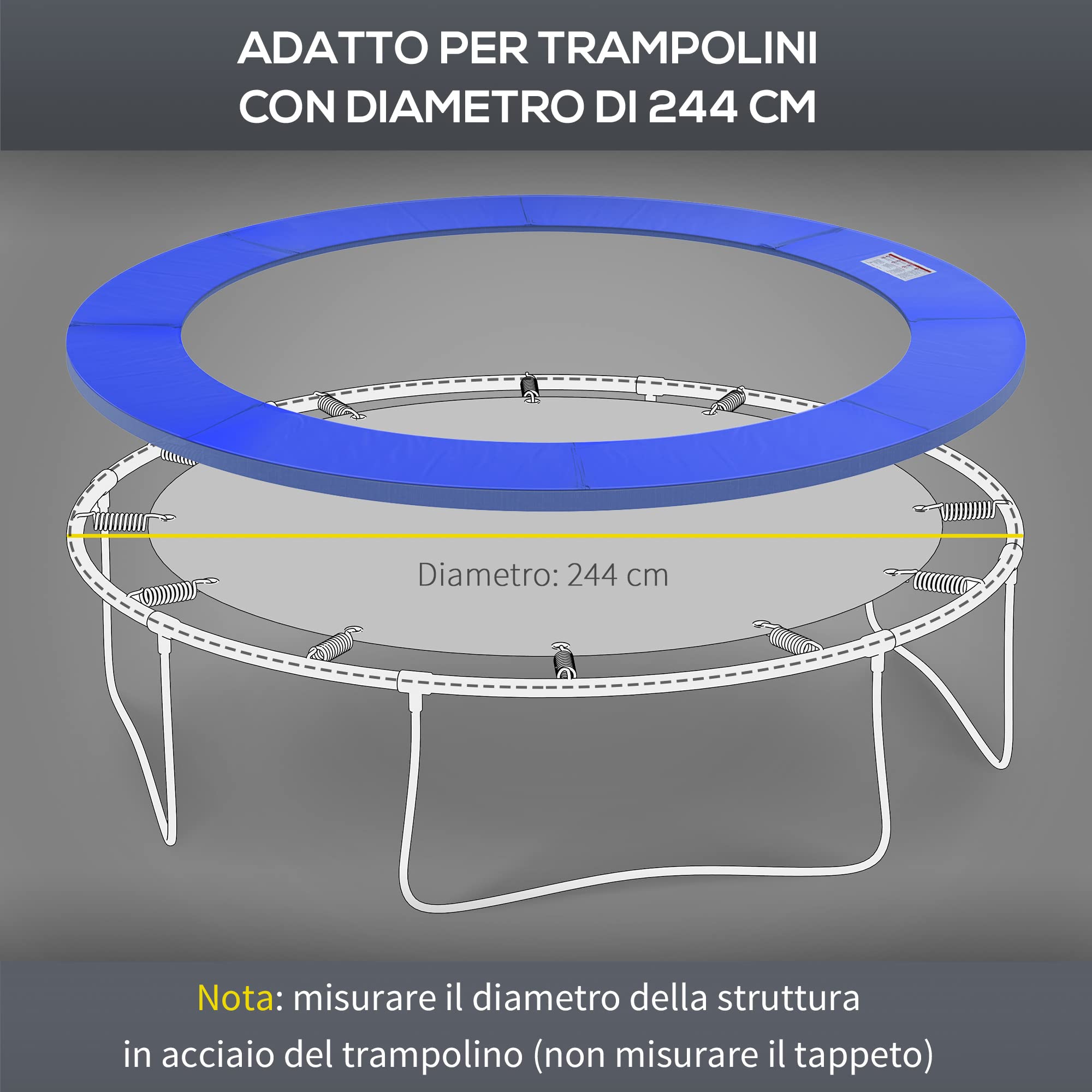 HOMCOM Copertura Imbottita Bordo Trampolino, Protezione per Tappeto Elastico Giaridno in Plastica
