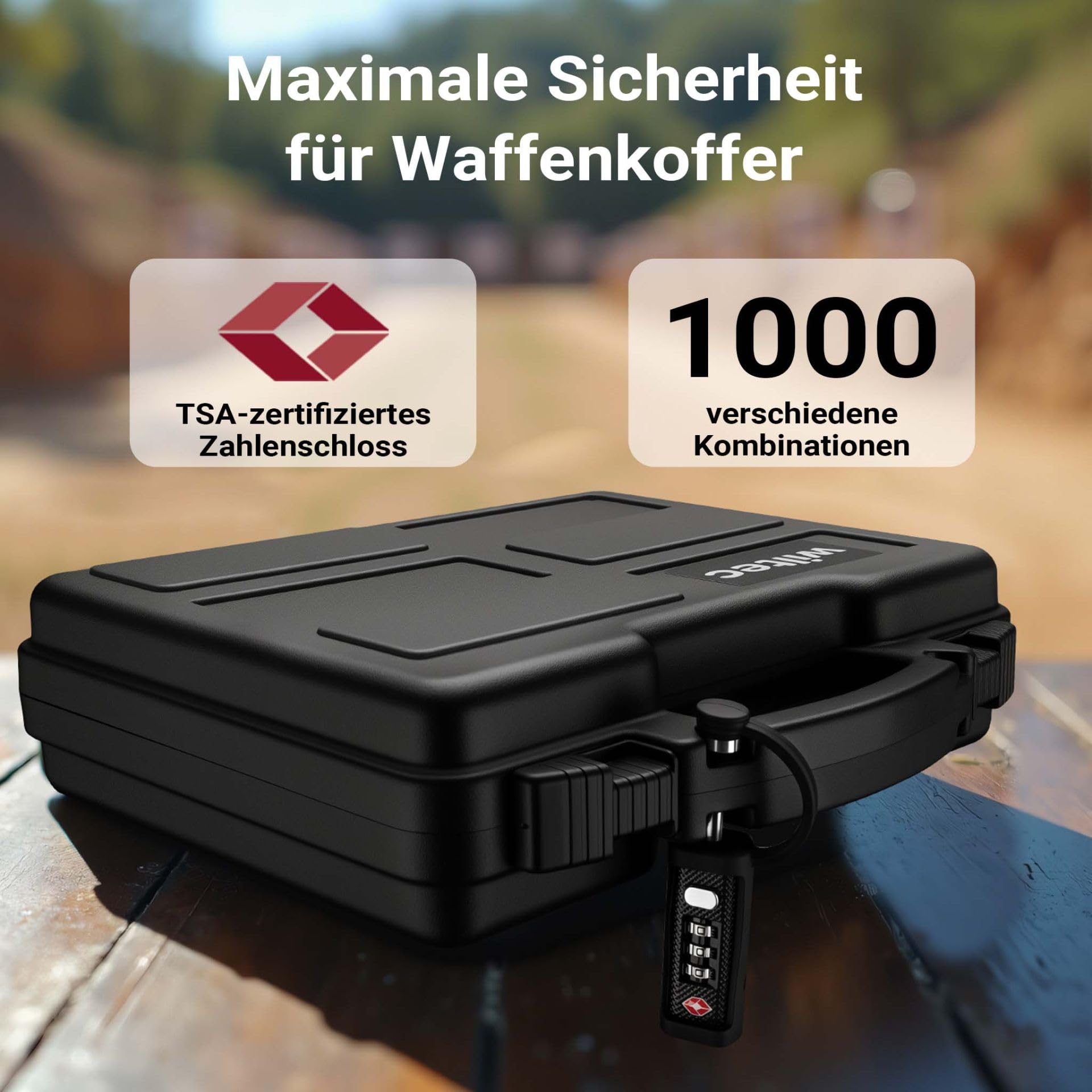 Waffenkoffer für Langwaffen mit TSA Zahlenschloss, Rollen & Schaumstoffpolsterung, Wasserbeständig IP67, Hoher Traglast (100 kg), Gewehrkoffer für Sicheren Transport, Robust & Abschließbar