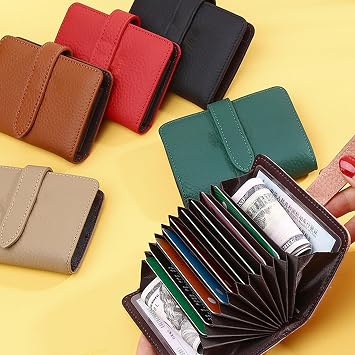 Women's PU Leather Wallet, Retro Lychee Pattern Folding Wallet with Multiple Card Slots, Coin Purse, Luxury Hasp Clutch, Large Capacity Short Money Bag for Cards and Coins (Brown)