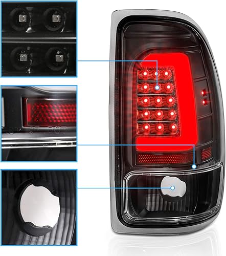 Miniatura 4 de AmeriLite Para Dodge Dakota 1997-2004 tipo C halógeno, LED, luces traseras, juego de lámparas de freno de cabina tripulación, lado del pasajero y