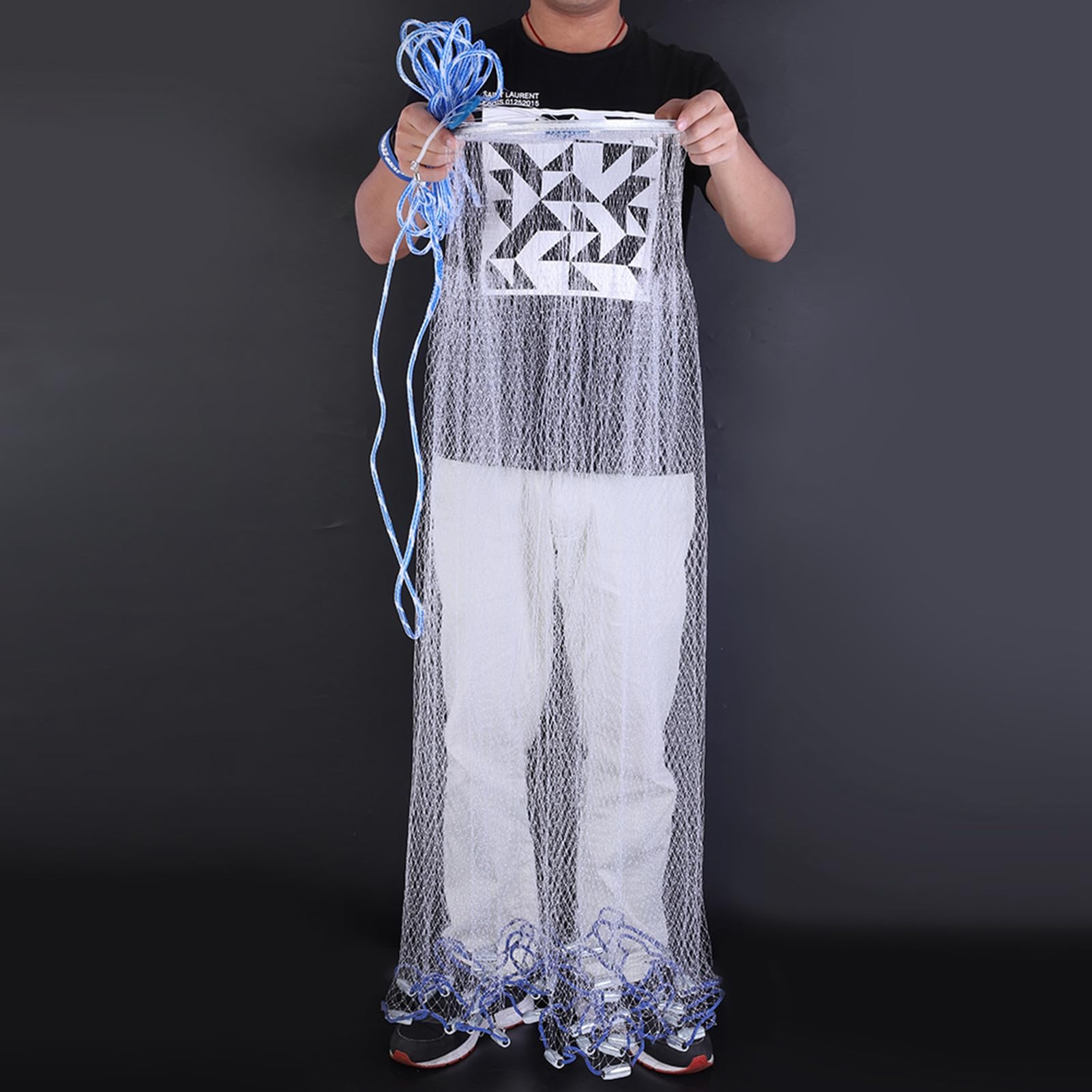 Generic Rete da Pesca in Nylon Resistente Stile Americano con Maglia Piccola per Appassionati, Rete da Pesca da Lancio a Mano per Esterno, Maglia da 0,5", per Accessori da