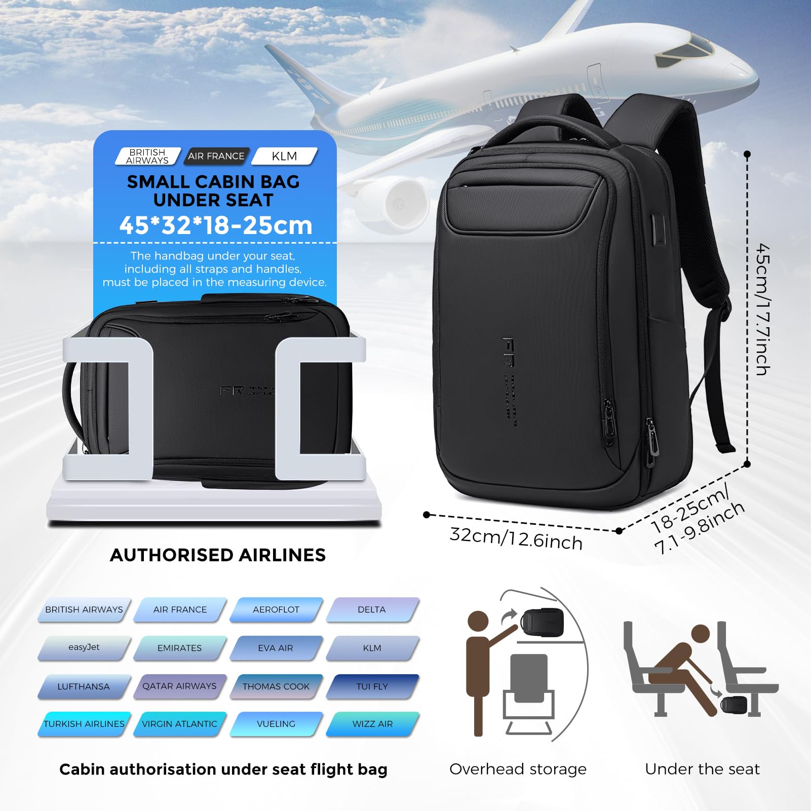 FENRUIEN Sac à dos extensible pour ordinateur portable 15,6 pouces 1800D pour homme avec port de charge, sac d'ordinateur durable, antivol high-tech, résistant à l'eau, sac à dos décontracté