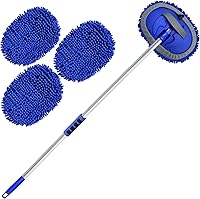 Wontolf 62" Long Handle Car Wash Brush Kit - Scratch-Free Chenille Microfiber Mop Mitt for Cars, Trucks, SUVs, RVs & Boats