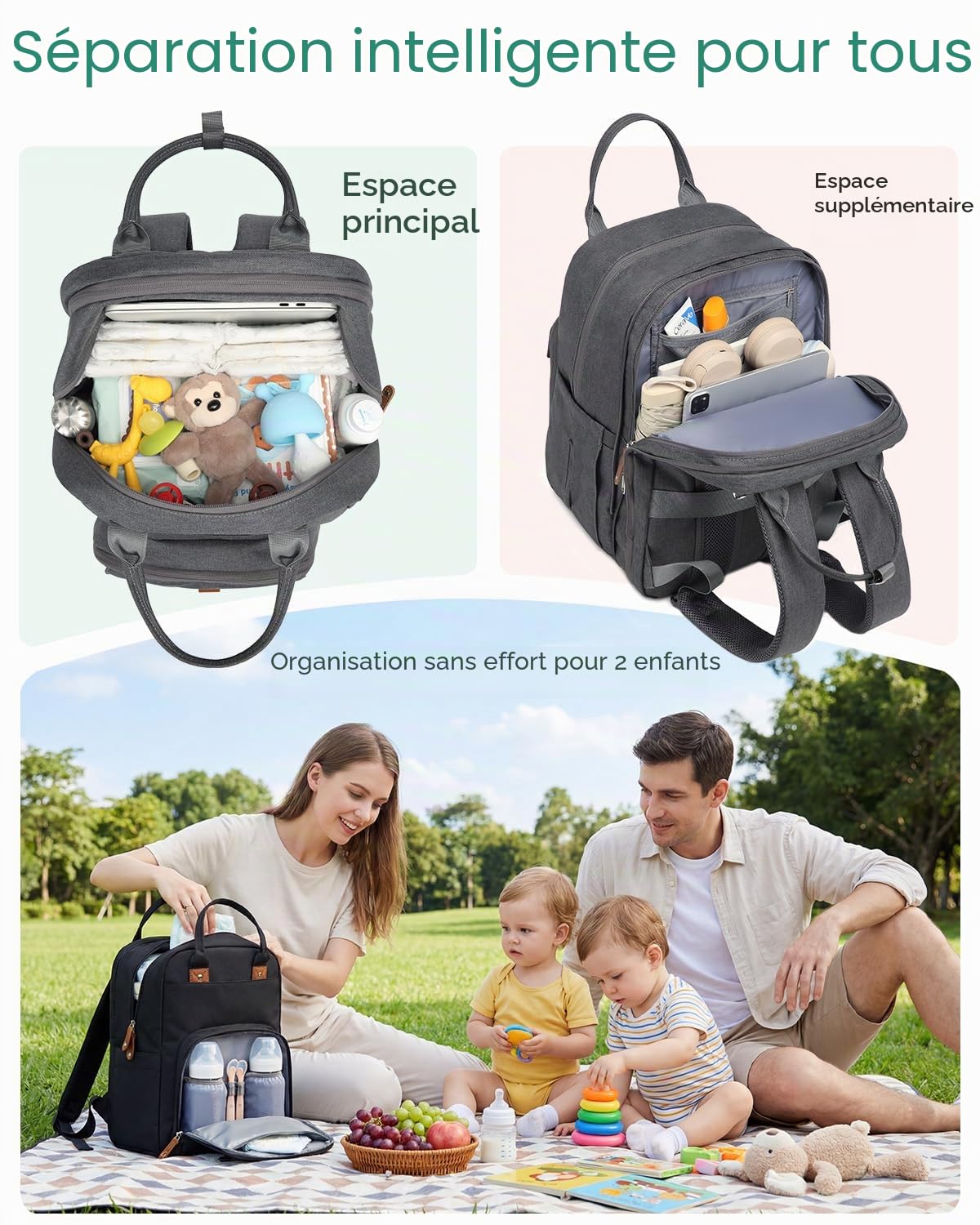 Qualyphant Expandable-Diaper-Bag Sac-à-Couches Extensible Mixte