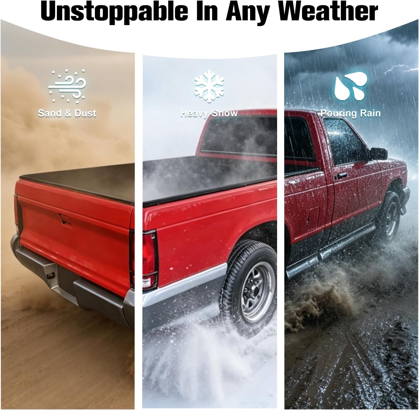 Vinyl Soft Roll Up Truck Bed Tonneau Cover Compatible with 82-93 Chevy S10/GMC S15 Sonoma 6Ft Fleetside Bed