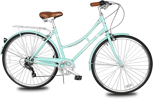 Vista 114 de Tracer Osaka - Bicicletas híbridas, marco de acero, Shimano Nexus Inter 3/7 velocidades, agarre marrón asiento marrón, bicicleta de carretera