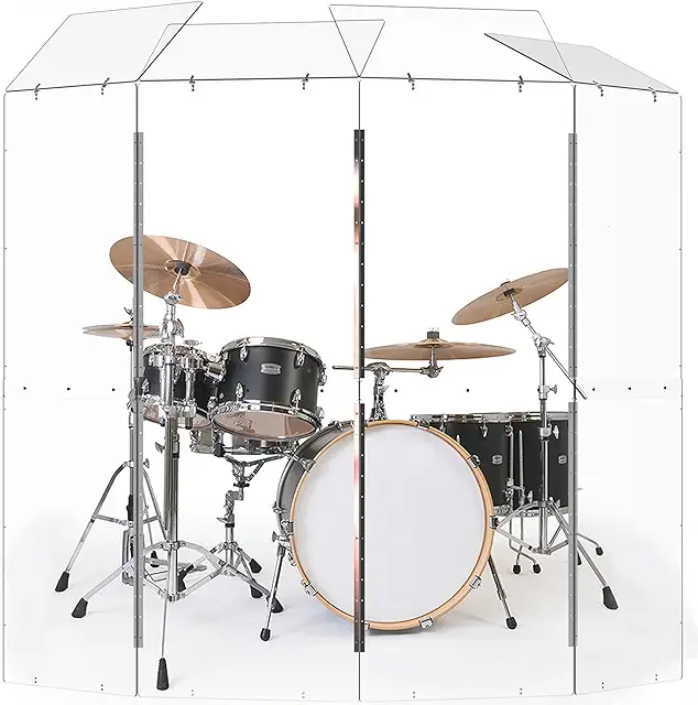 Christian Church Drum Cage - Portable 4-Panel Shield with Deflectors for Practice & Performances