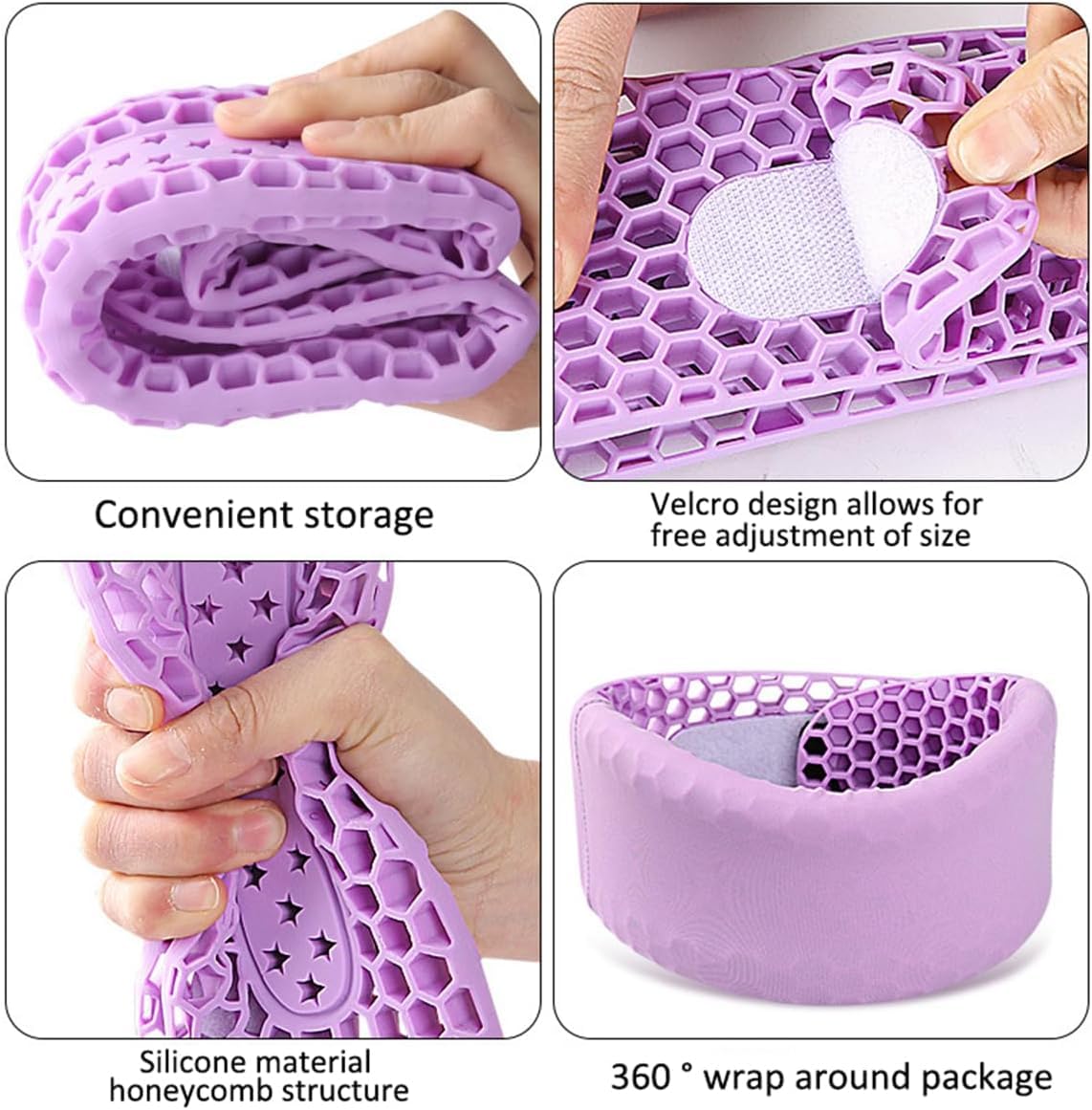 Soft Silicone Neck Brace Cervical Collar for Neck Pain Relief,Adjustable Breathable Cervical Support Spine Alignment & Posture Correction, for Sleep Travel Office Daily Use (Purple)