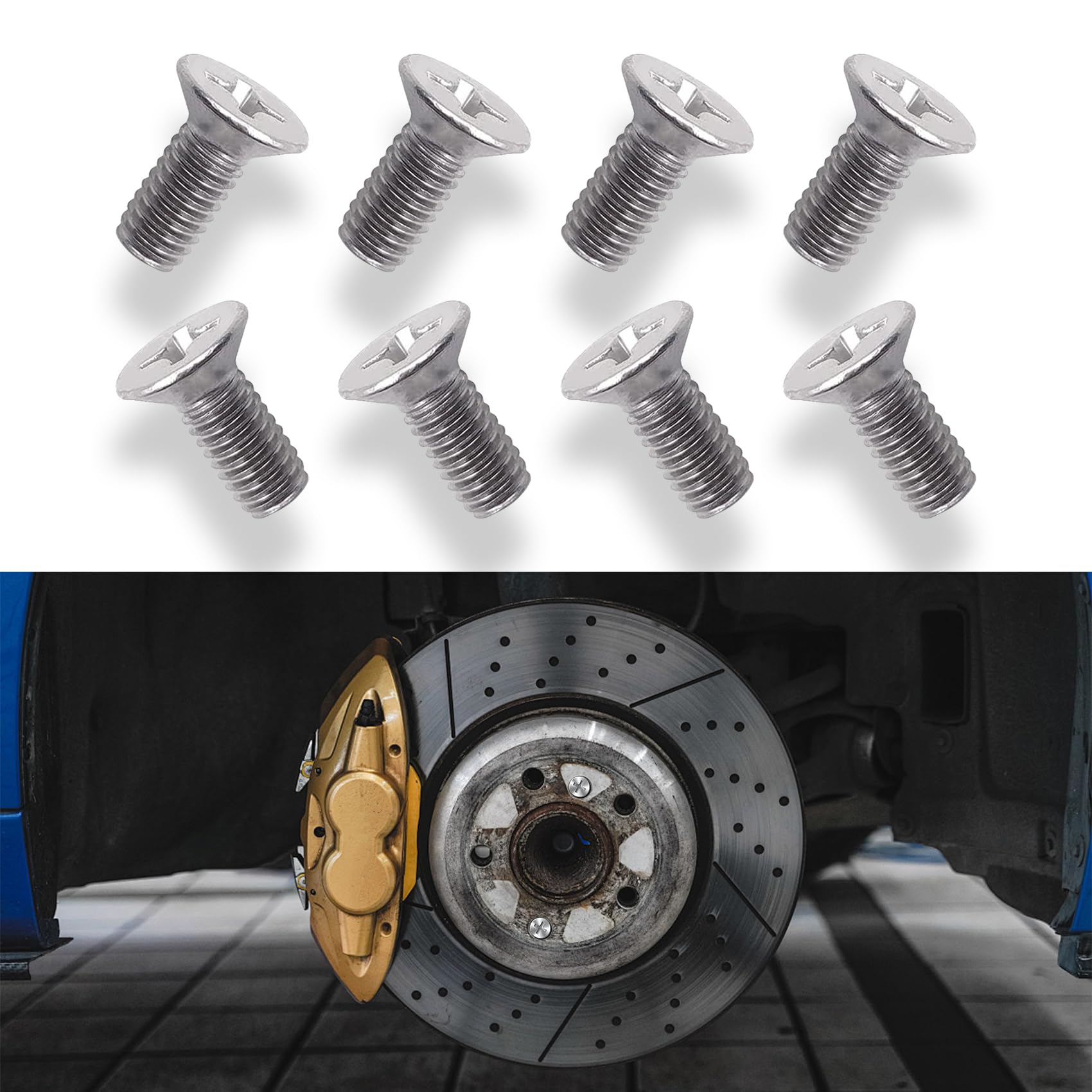 8 PCS Stainless Steel Brake Disc Rotor Screws, 93600-06014-0H Replacement Brake Rotor Fasteners Compatible with Most Vehicles (8PCS)