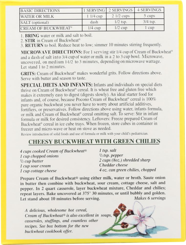 Pocono Organic Cream of Buckwheat Cereal (3x13 oz.) by Pocono