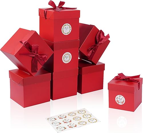 Miniatura 3 de Elephant-package Paquete de 12 cajas de regalo pequeñas con tapas, cajas de regalo rojas con cinta para Navidad, día de San Valentín, embalaje de