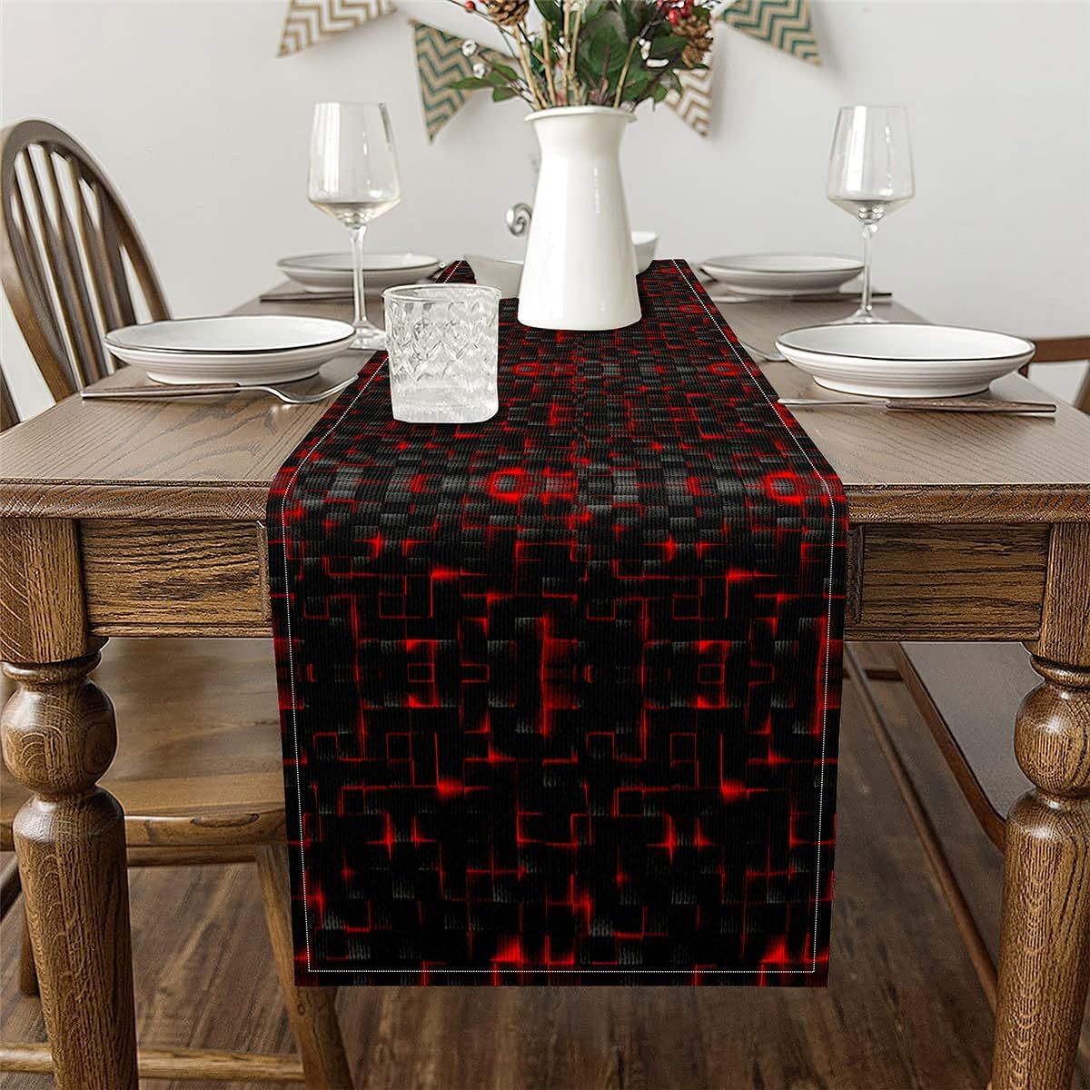 Feelyou Light Geometric Table Runner 48 x 13 Inch image 3